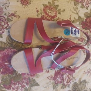 BareTraps sandals red wedge size 10